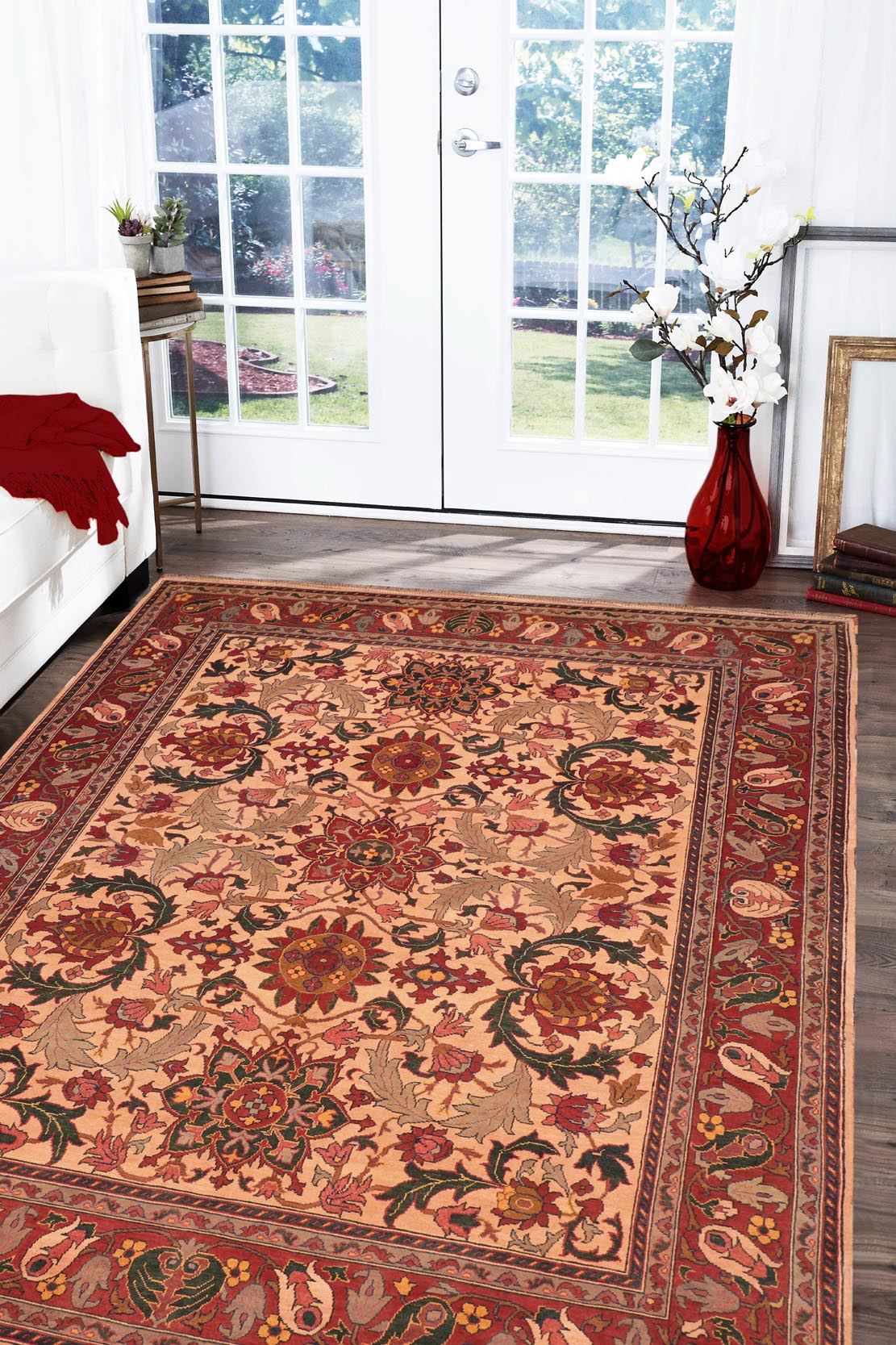 handmade Geometric Kargahi Beige Rust Hand Knotted RECTANGLE 100% WOOL area rug 8' x 11'