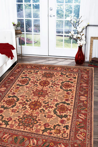 handmade Geometric Kargahi Beige Rust Hand Knotted RECTANGLE 100% WOOL area rug 8' x 11'