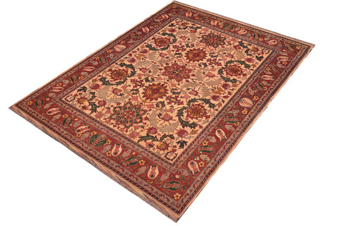 handmade Geometric Kargahi Beige Rust Hand Knotted RECTANGLE 100% WOOL area rug 8' x 11'