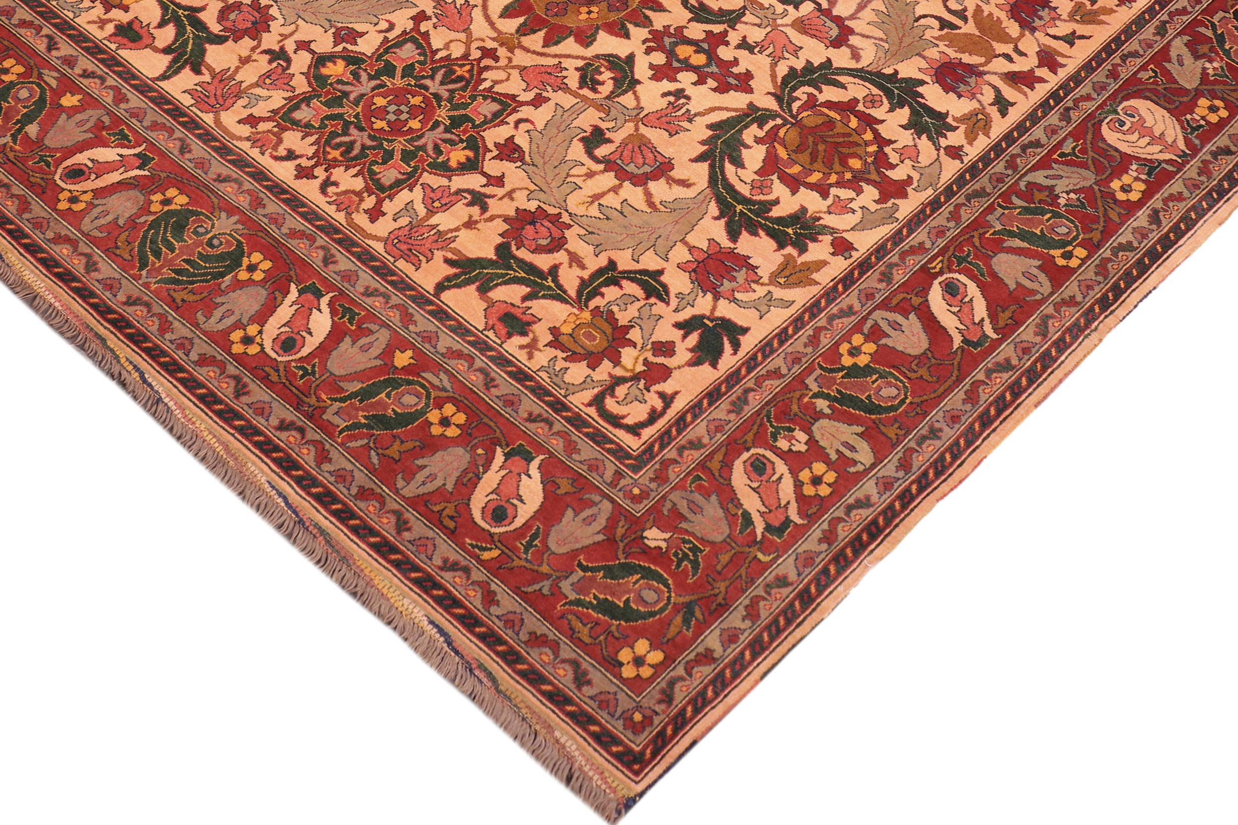 handmade Geometric Kargahi Beige Rust Hand Knotted RECTANGLE 100% WOOL area rug 8' x 11'
