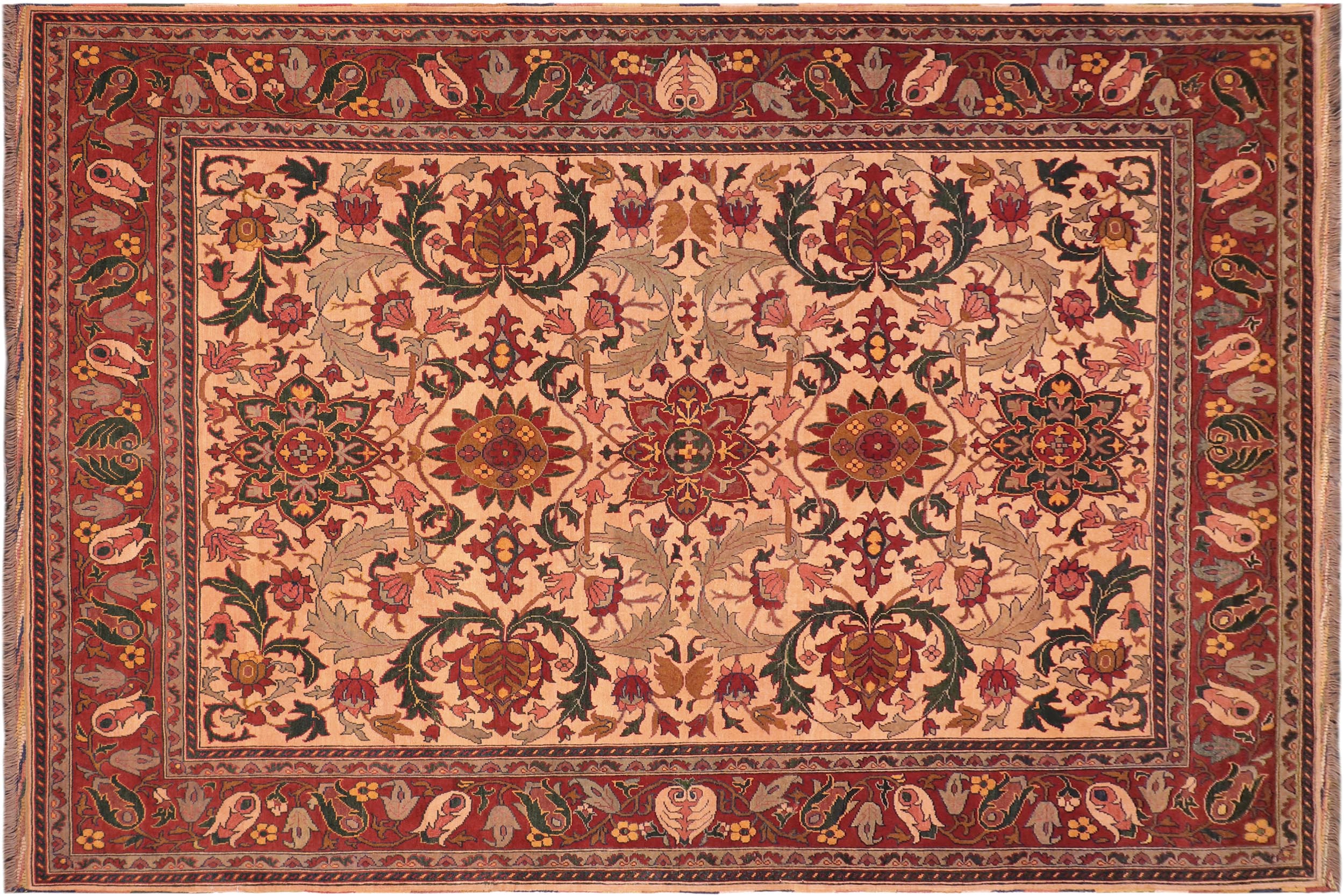 handmade Geometric Kargahi Beige Rust Hand Knotted RECTANGLE 100% WOOL area rug 8x11