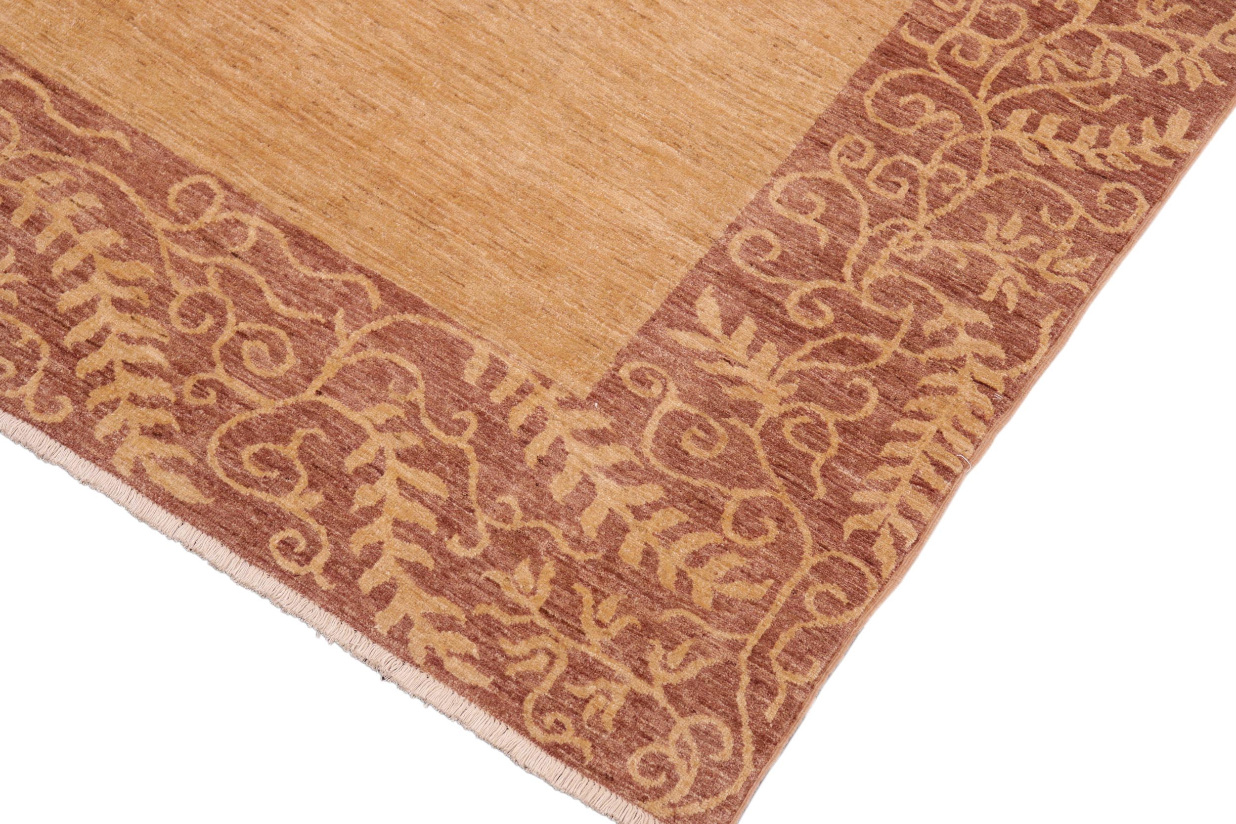 handmade Modern Kafkaz Tan Brown Hand Knotted RECTANGLE 100% WOOL area rug 8' x 10'