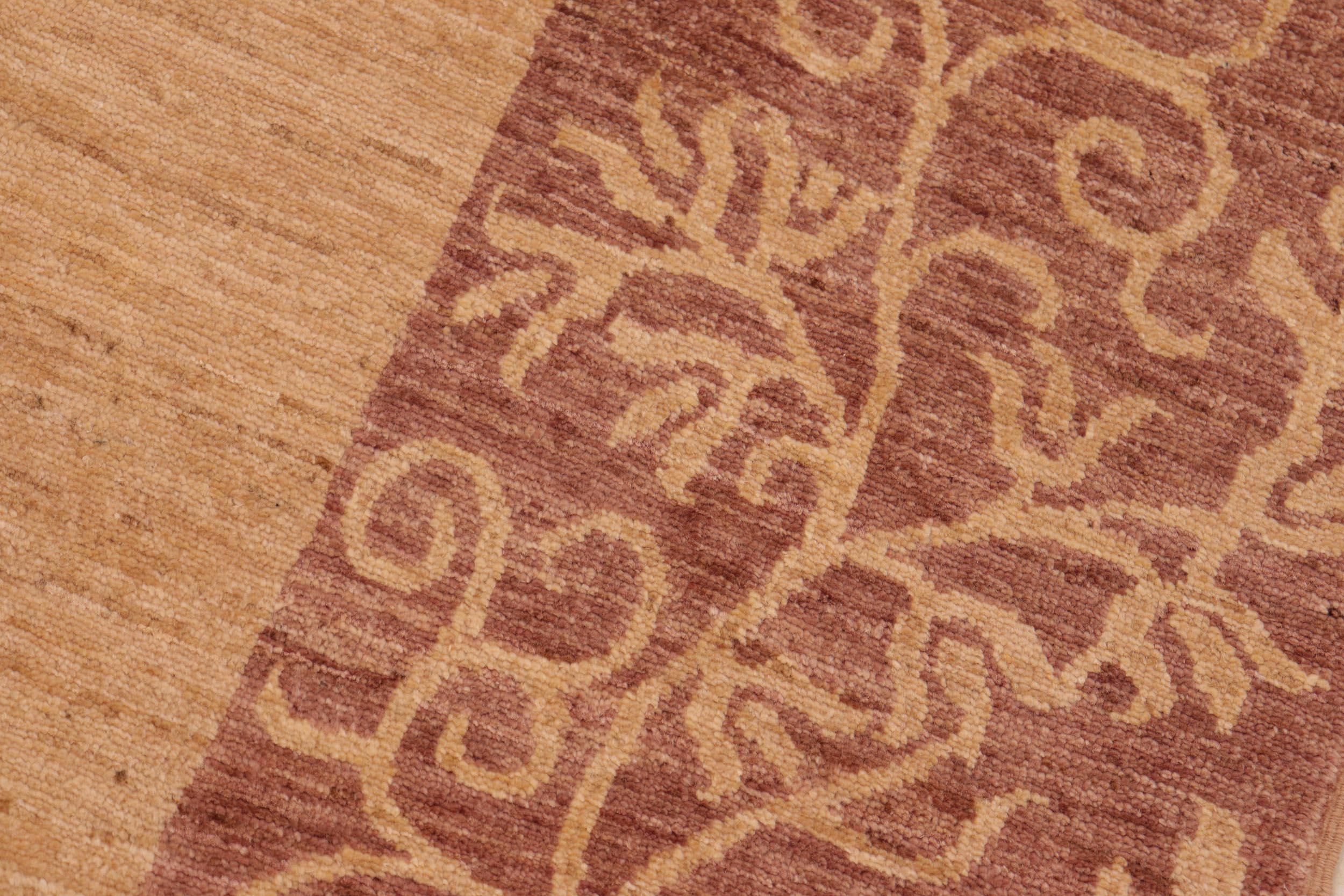 handmade Modern Kafkaz Tan Brown Hand Knotted RECTANGLE 100% WOOL area rug 8' x 10'