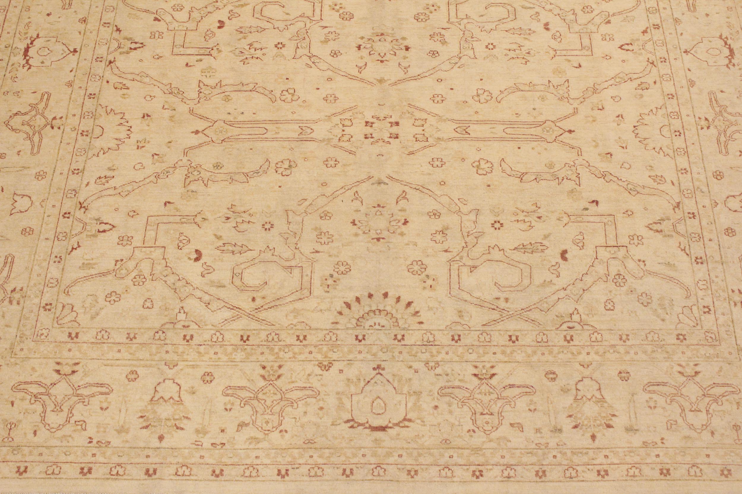 handmade Traditional Kafkaz Beige Lt. Brown Hand Knotted RECTANGLE 100% WOOL area rug 9x12