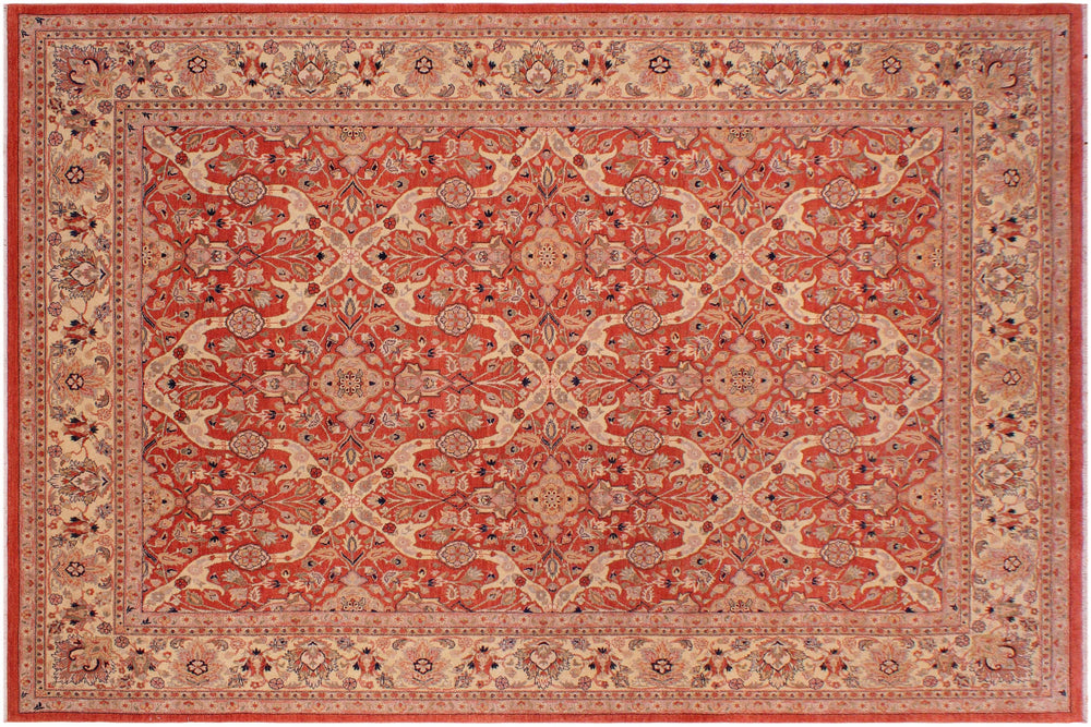 handmade Transitional Lahore Rust Tan Hand Knotted RECTANGLE 100% WOOL area rug 8' x 12'