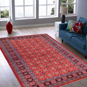 Vintage Shirwan Robert Red/Blue Wool Rug - 4'6''X6'7''