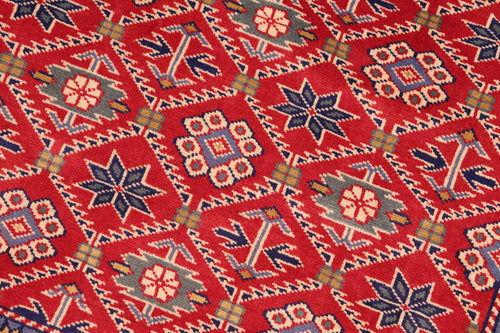 Vintage Shirwan Robert Red/Blue Wool Rug - 4'6''X6'7''