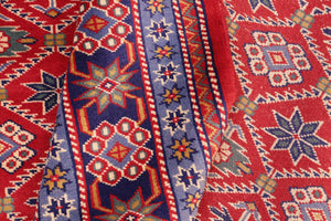 Vintage Shirwan Robert Red/Blue Wool Rug - 4'6''X6'7''