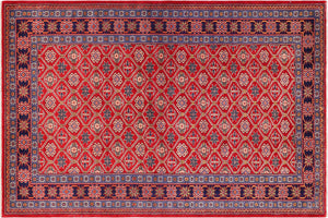 Vintage Shirwan Robert Red/Blue Wool Rug - 4'6''X6'7''