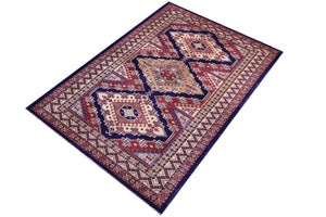 Rustic Shirwan Sheridan Blue/Beige Wool Rug - 4'4''X5'11''