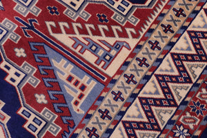 Rustic Shirwan Sheridan Blue/Beige Wool Rug - 4'4''X5'11''