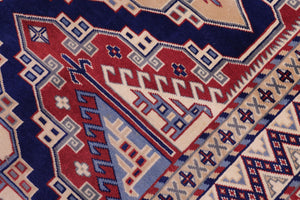 Rustic Shirwan Sheridan Blue/Beige Wool Rug - 4'4''X5'11''
