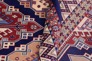 Rustic Shirwan Sheridan Blue/Beige Wool Rug - 4'4''X5'11''