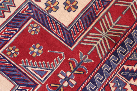 handmade Geometric Sherwan Beige Blue Hand Knotted RECTANGLE 100% WOOL area rug 7x10