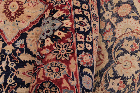 handmade Traditional Kirman Blue Red Hand Knotted RECTANGLE 100% WOOL area rug 9x12