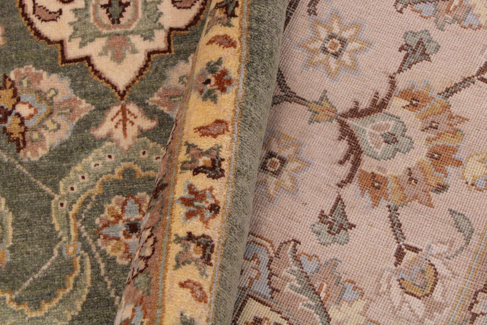 handmade Traditional Veg Dye Green Lt. Tan Hand Knotted RECTANGLE 100% WOOL area rug 9' x 12'