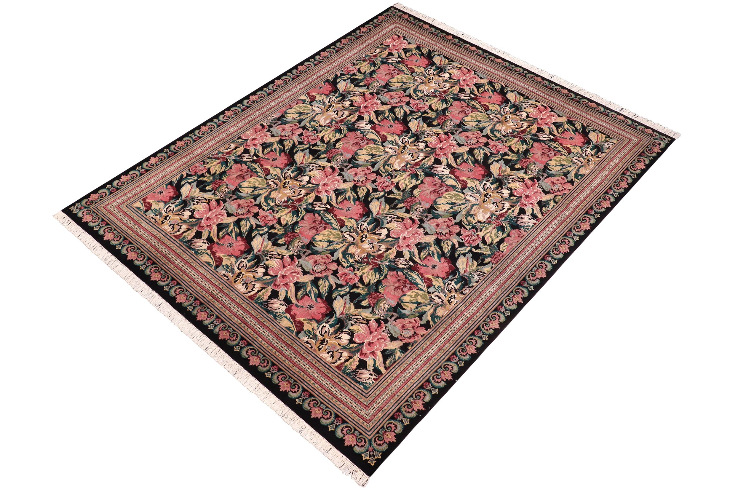 handmade Transitional Basarabian Black Black Hand Knotted RECTANGLE 100% WOOL area rug 9x12