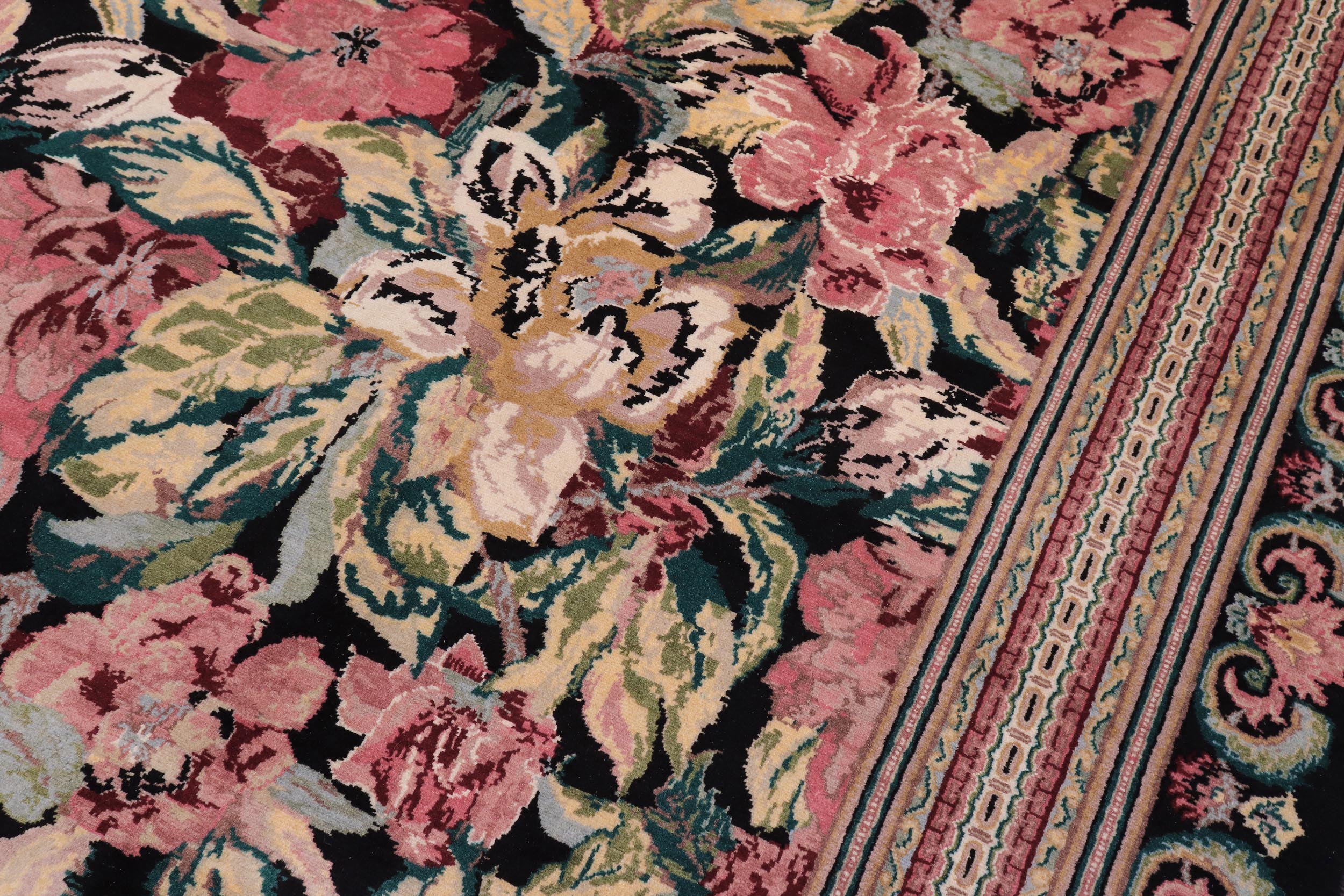 handmade Transitional Basarabian Black Black Hand Knotted RECTANGLE 100% WOOL area rug 9x12