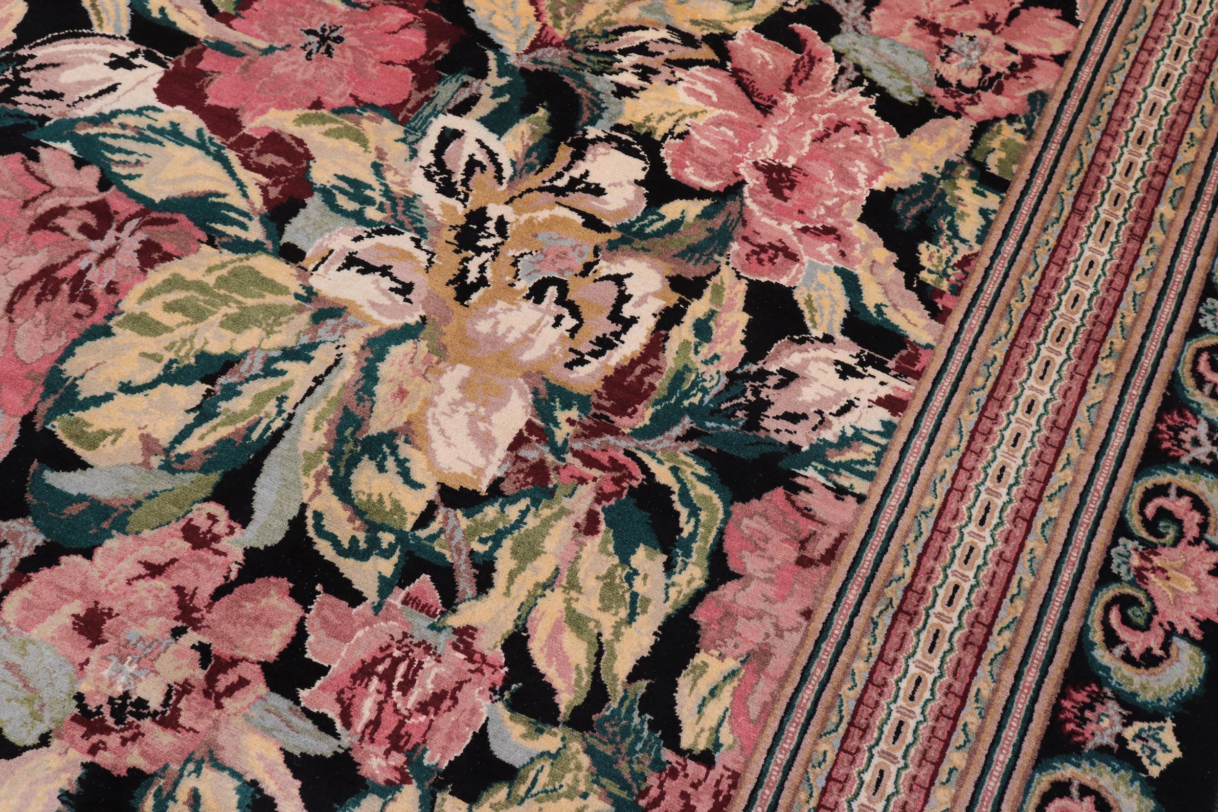 handmade Transitional Basarabian Black Black Hand Knotted RECTANGLE 100% WOOL area rug 9x12