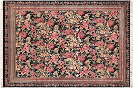 handmade Transitional Basarabian Black Black Hand Knotted RECTANGLE 100% WOOL area rug 9x12