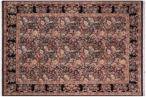 handmade Transitional Abusson Black Black Hand Knotted RECTANGLE 100% WOOL area rug 10x14