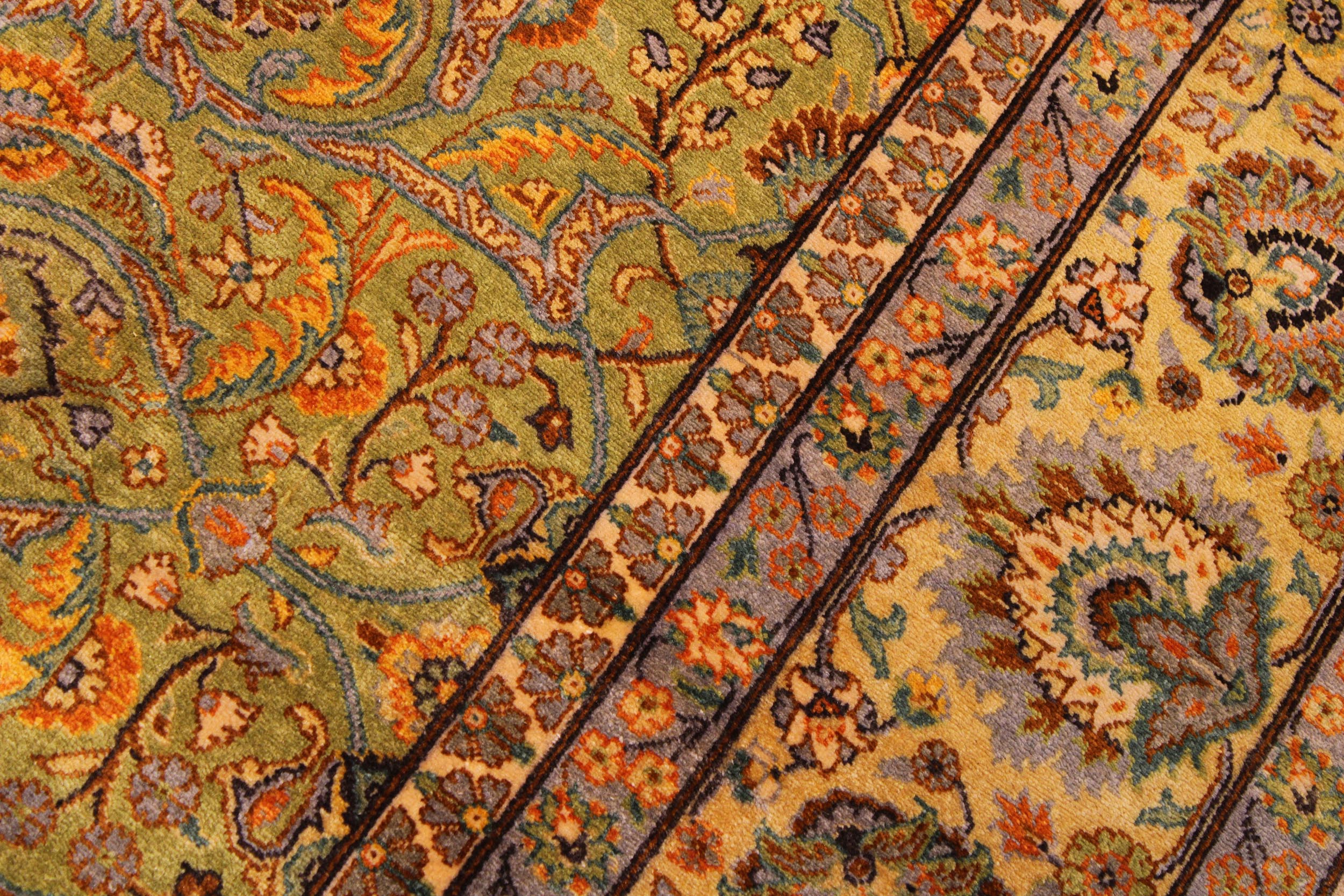 handmade Traditional  Lt. Green Gold Hand Knotted RECTANGLE 100% WOOL area rug 9' x 12'