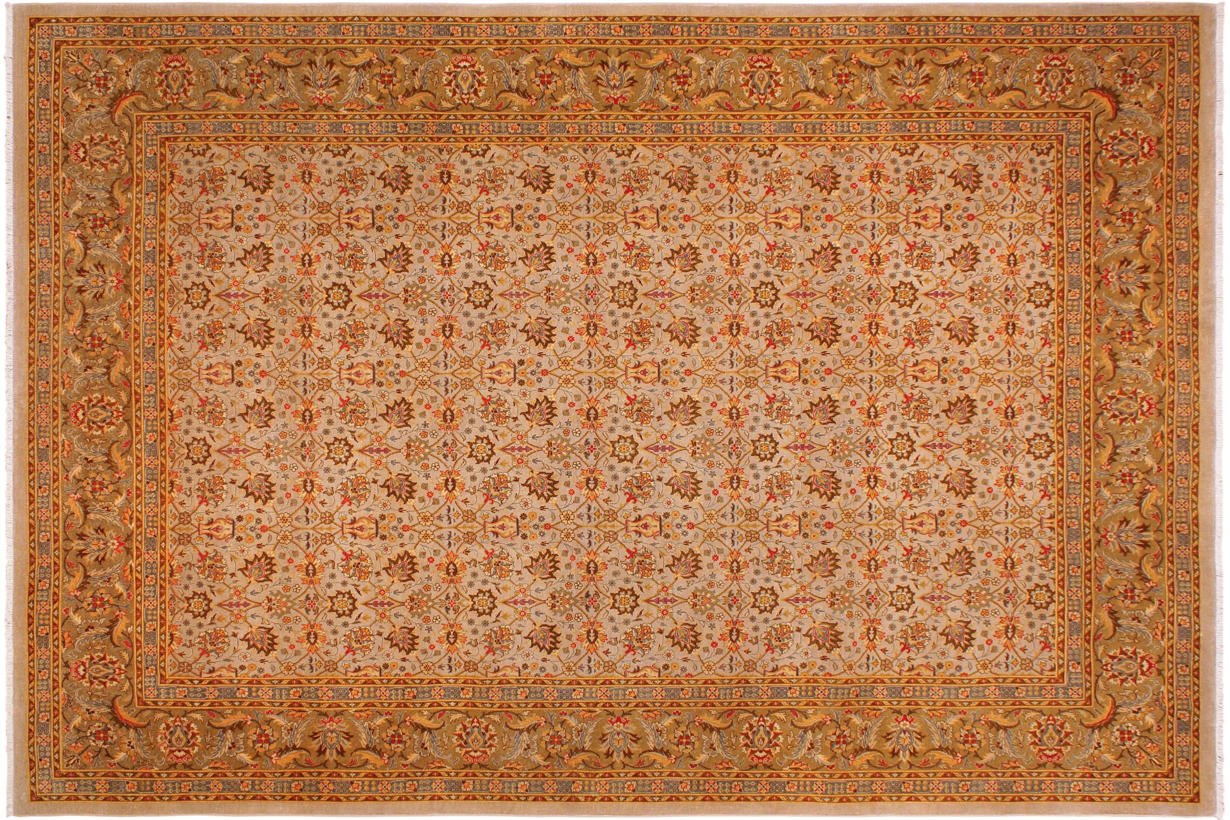 handmade Transitional  Lt. Gray Lt. Green Hand Knotted RECTANGLE 100% WOOL area rug 9' x 12'
