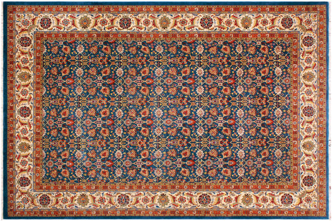 Istanbul Ginette Blue/Ivory Wool Rug - 9'1'' x 11'11''