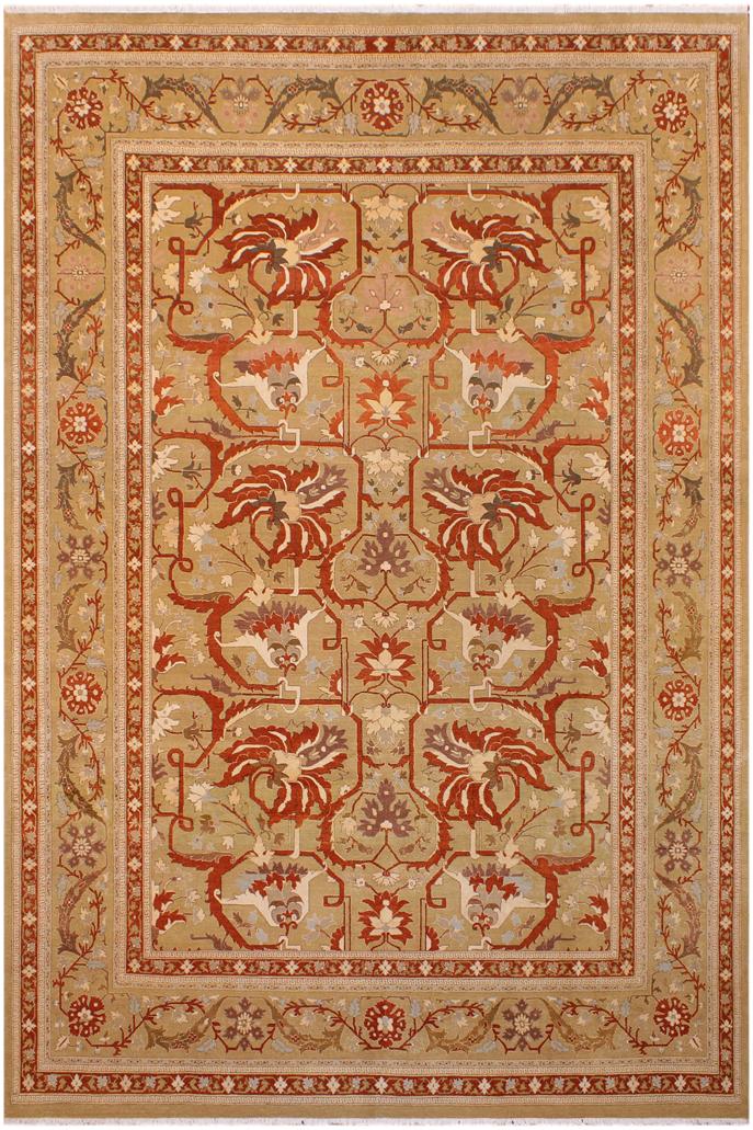 Traditional Kaffas Eryn Gold Gold Hand Knotted Area rugs 9 x 12
