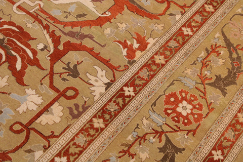 handmade Transitional  Gold Gold Hand Knotted RECTANGLE 100% WOOL area rug 9 x 12