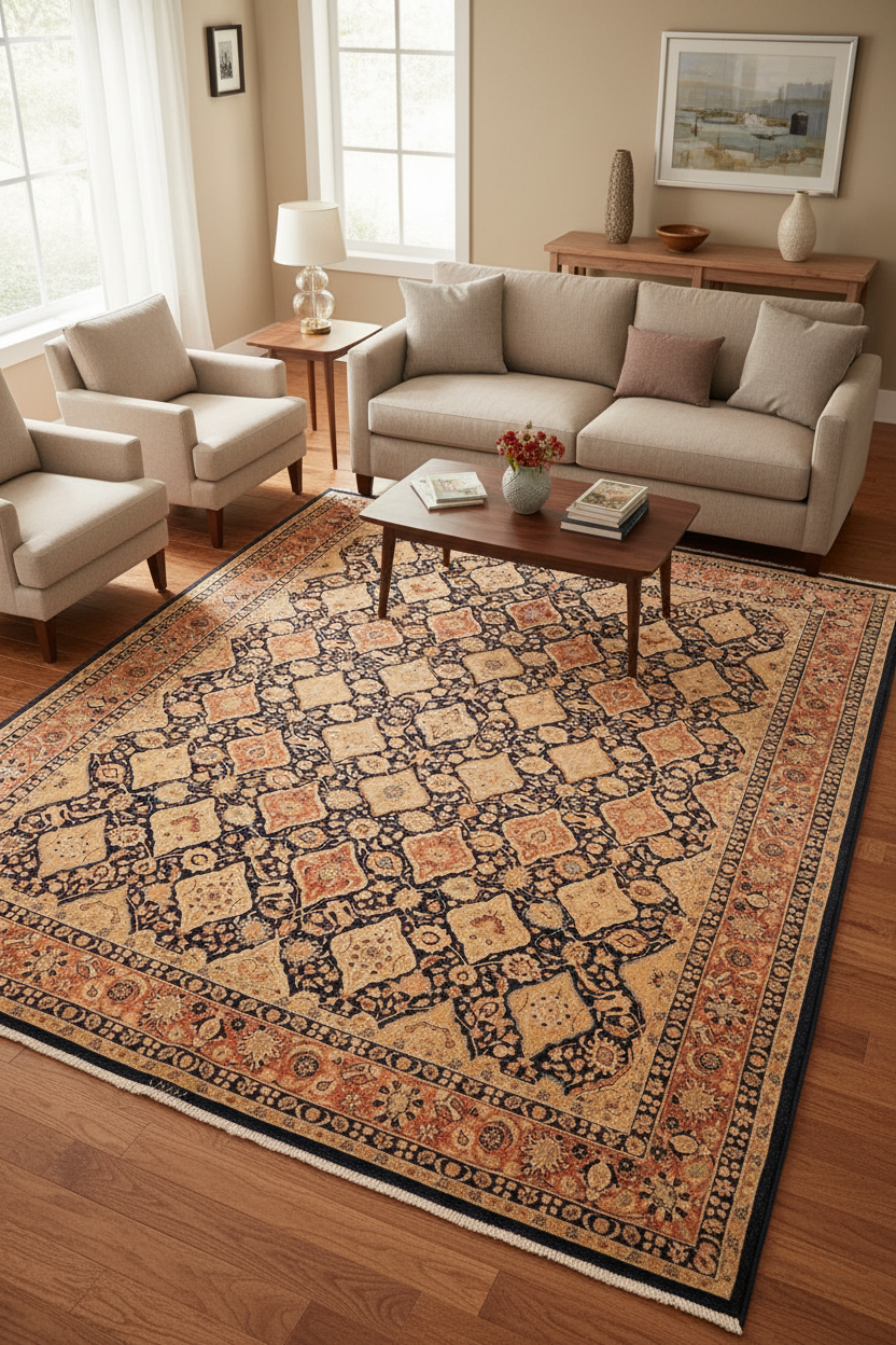 handmade Transitional Kirman Blue Red Hand Knotted RECTANGLE 100% WOOL area rug 8x10