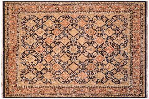 handmade Transitional Kirman Blue Red Hand Knotted RECTANGLE 100% WOOL area rug 8 x 10