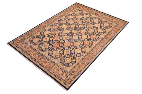handmade Transitional Kirman Blue Red Hand Knotted RECTANGLE 100% WOOL area rug 8x10