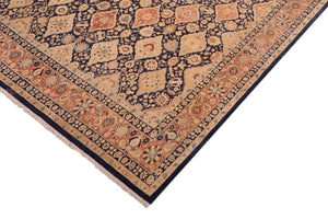 handmade Transitional Kirman Blue Red Hand Knotted RECTANGLE 100% WOOL area rug 8x10