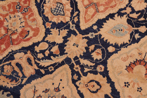 handmade Transitional Kirman Blue Red Hand Knotted RECTANGLE 100% WOOL area rug 8x10