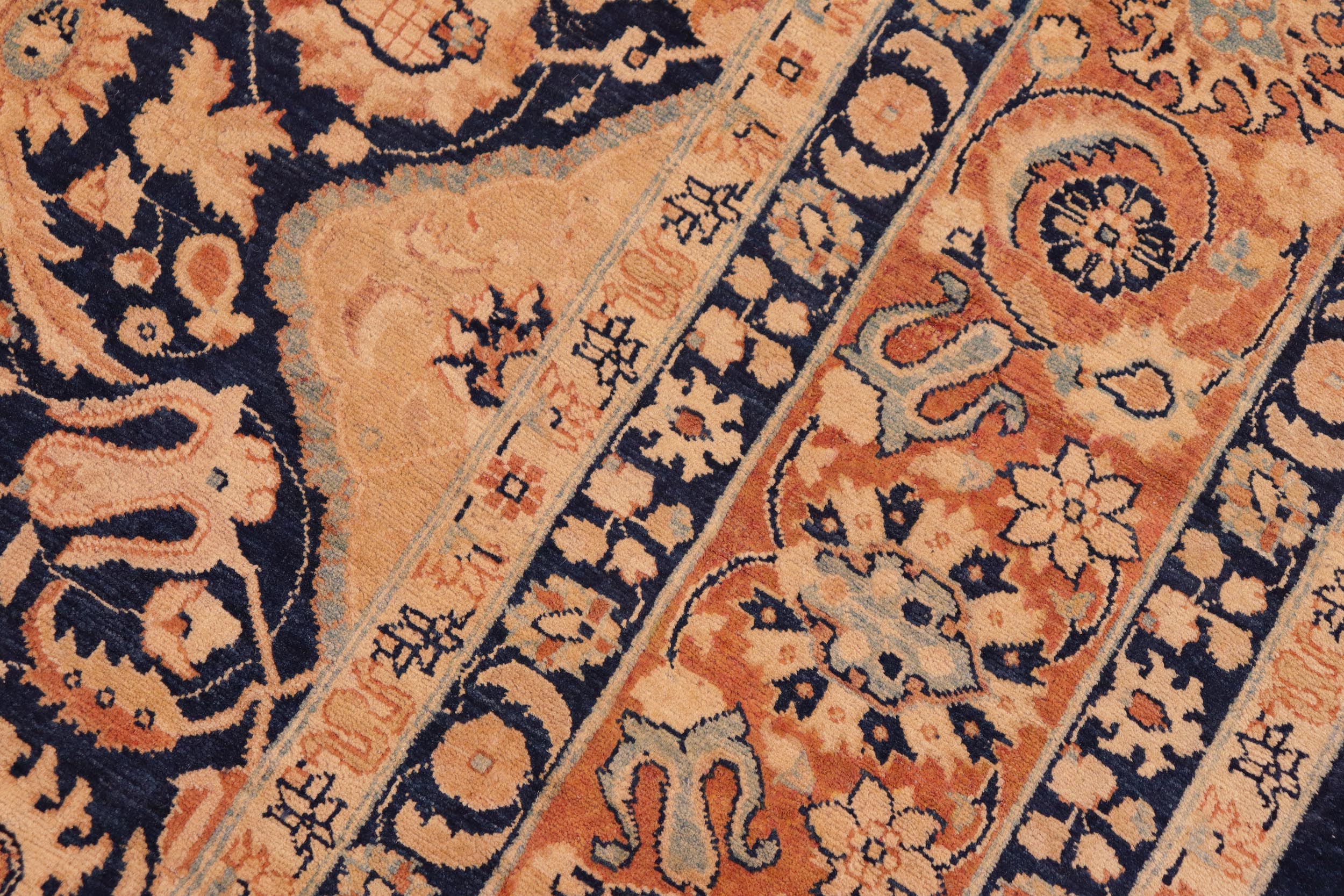 handmade Transitional Kirman Blue Red Hand Knotted RECTANGLE 100% WOOL area rug 8 x 10