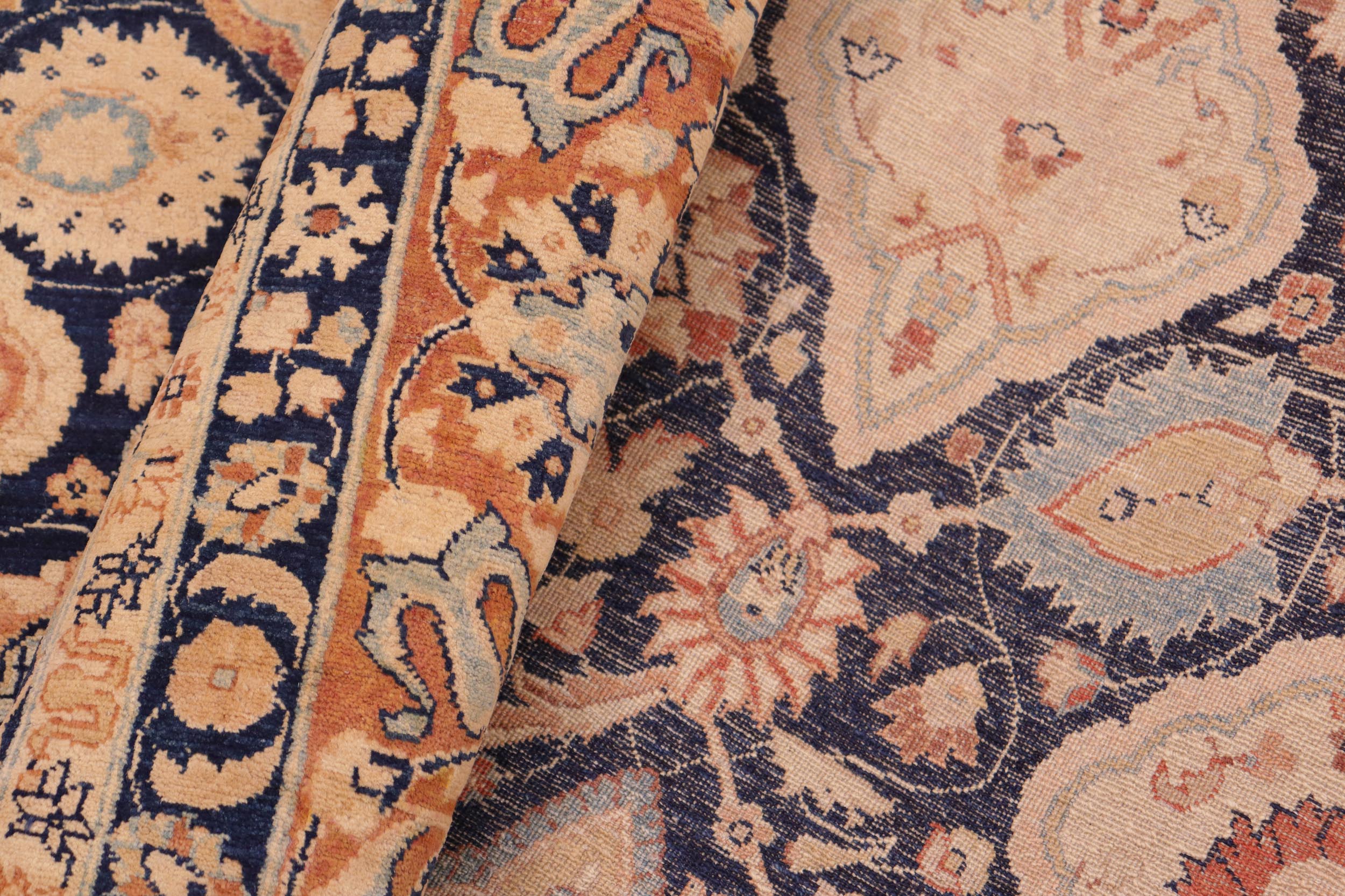 handmade Transitional Kirman Blue Red Hand Knotted RECTANGLE 100% WOOL area rug 8 x 10