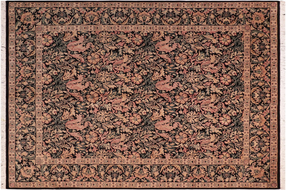 handmade Transitional Gulshan Black Red Hand Knotted RECTANGLE 100% WOOL area rug 8x10