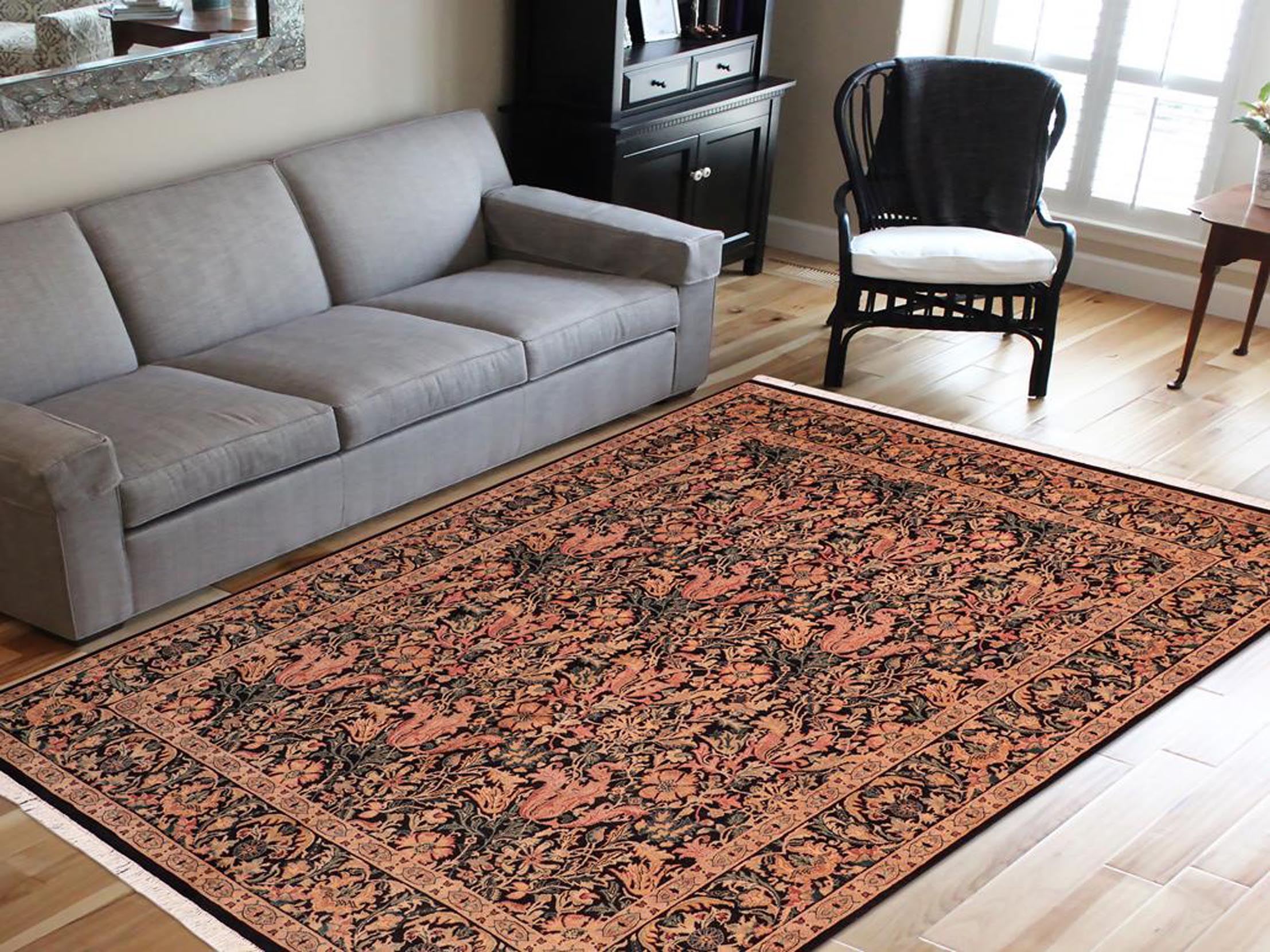handmade Transitional Gulshan Black Red Hand Knotted RECTANGLE 100% WOOL area rug 8x10
