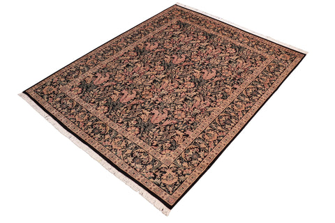 handmade Transitional Gulshan Black Red Hand Knotted RECTANGLE 100% WOOL area rug 8x10