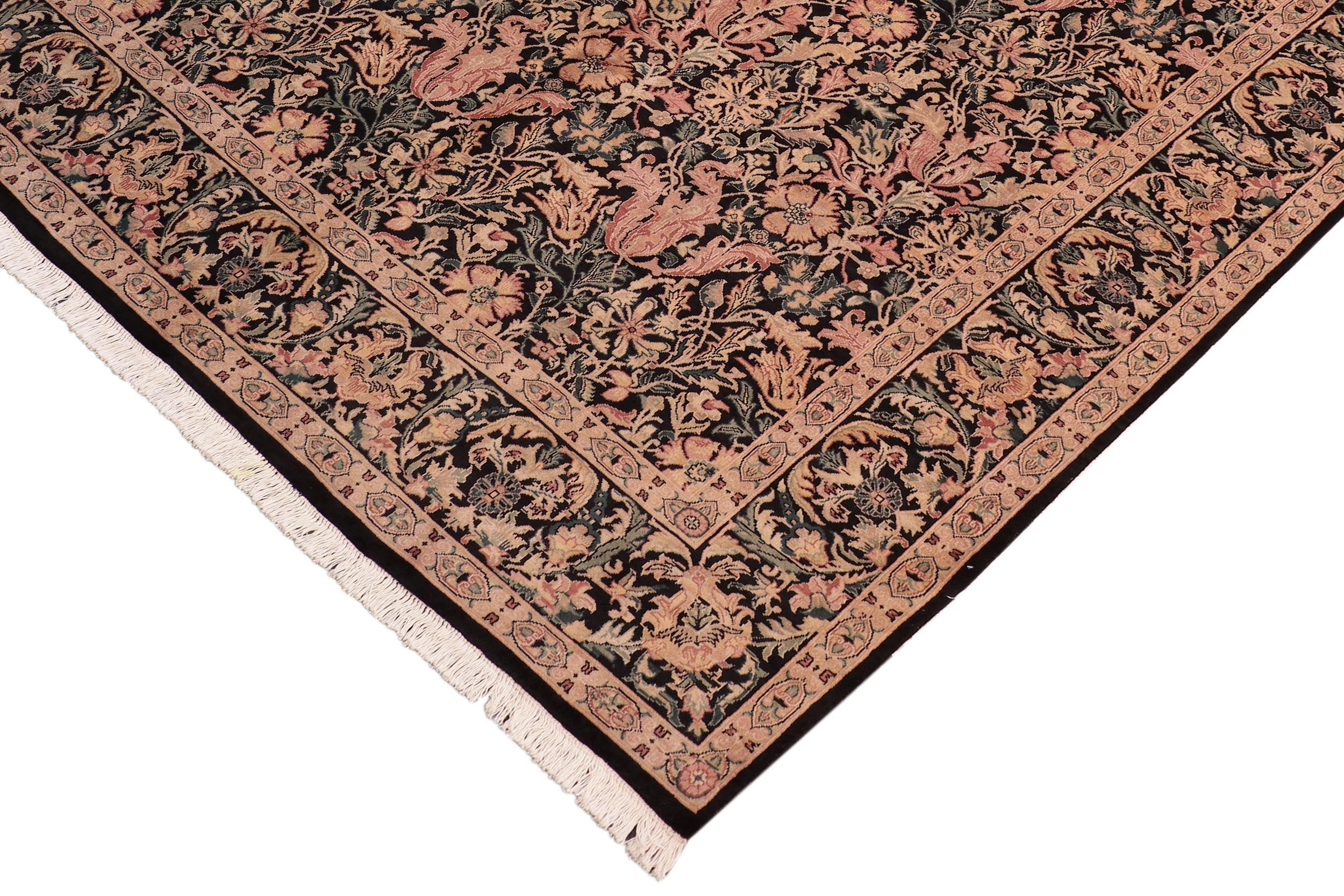 handmade Transitional Gulshan Black Red Hand Knotted RECTANGLE 100% WOOL area rug 8x10