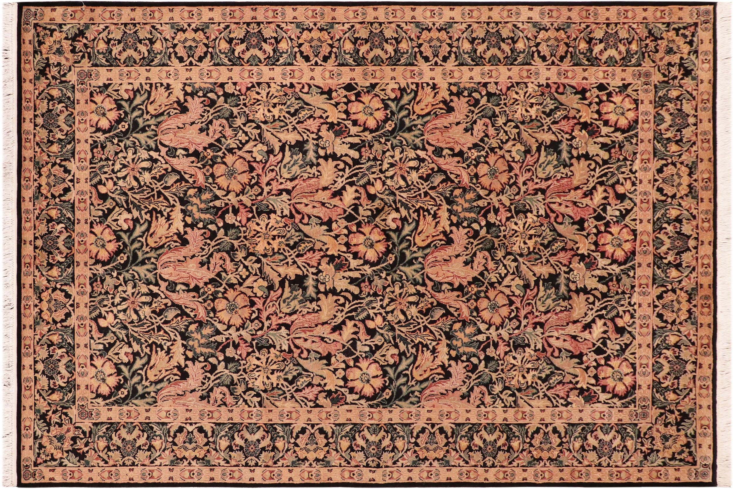 handmade Transitional Gulshan Black Red Hand Knotted RECTANGLE 100% WOOL area rug 6x9