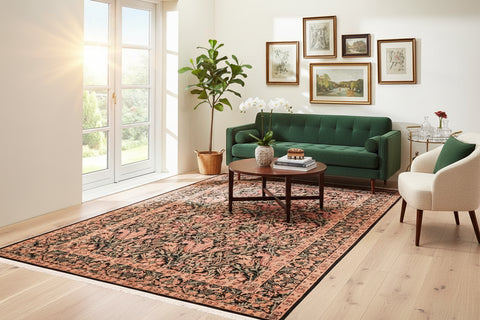 handmade Transitional Gulshan Black Red Hand Knotted RECTANGLE 100% WOOL area rug 6x9