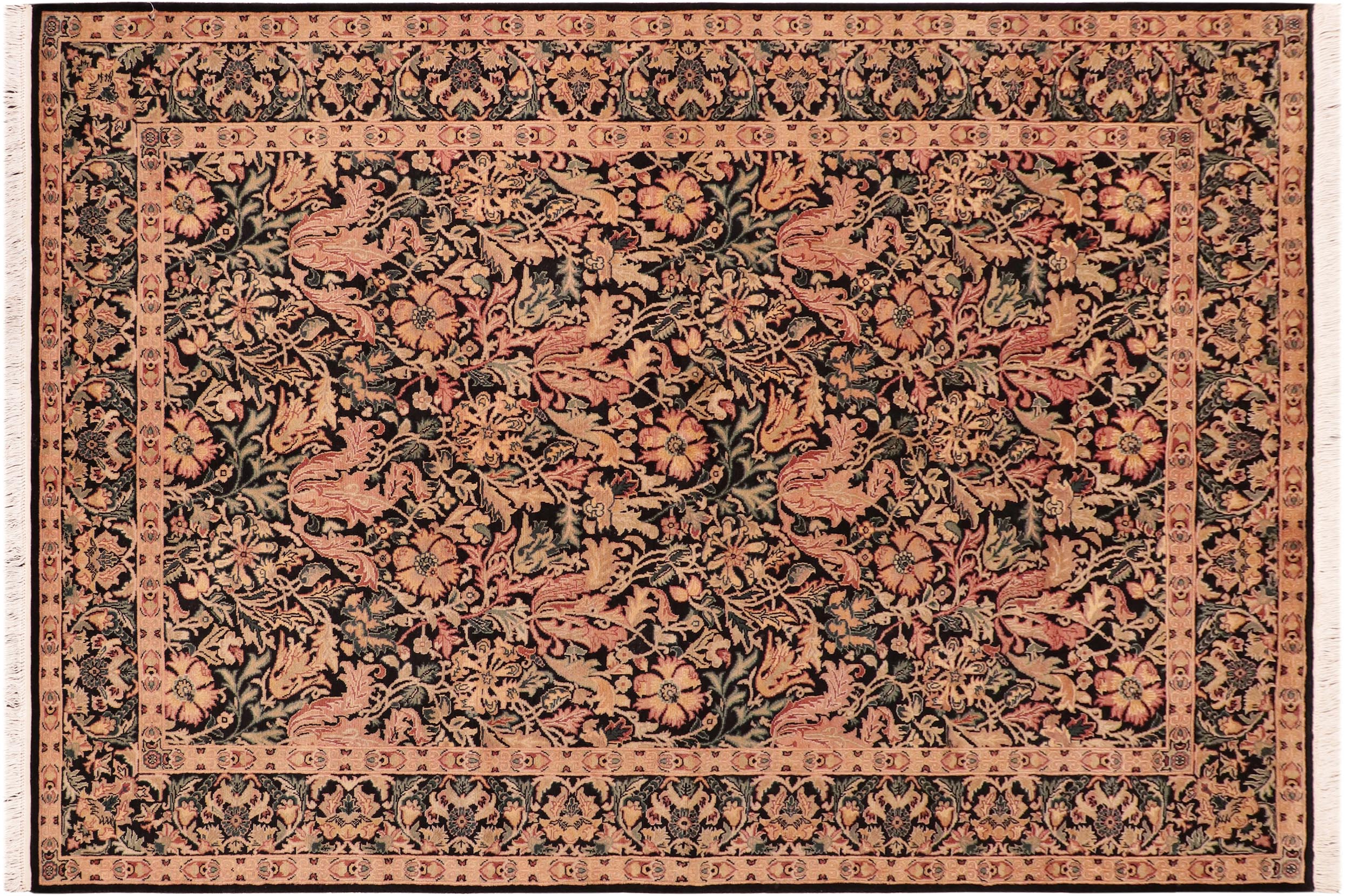 handmade Transitional Gulshan Black Red Hand Knotted RECTANGLE 100% WOOL area rug 6x9