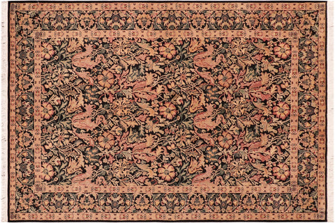 handmade Transitional Gulshan Black Red Hand Knotted RECTANGLE 100% WOOL area rug 6x9