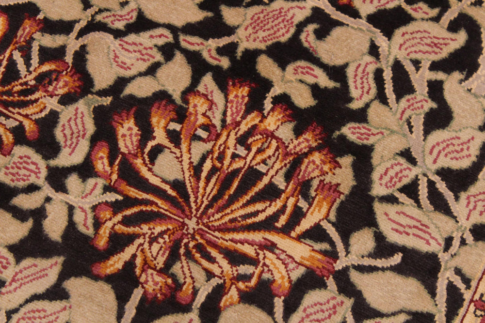 handmade Transitional Honeysuckle Black Tan Hand Knotted RECTANGLE 100% WOOL area rug 6x9