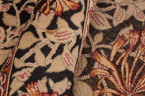 handmade Transitional Honeysuckle Black Tan Hand Knotted RECTANGLE 100% WOOL area rug 6x9