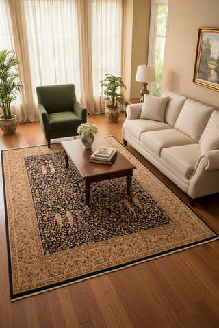 handmade Transitional Kirman Blue Tan Hand Knotted RECTANGLE 100% WOOL area rug 8x10