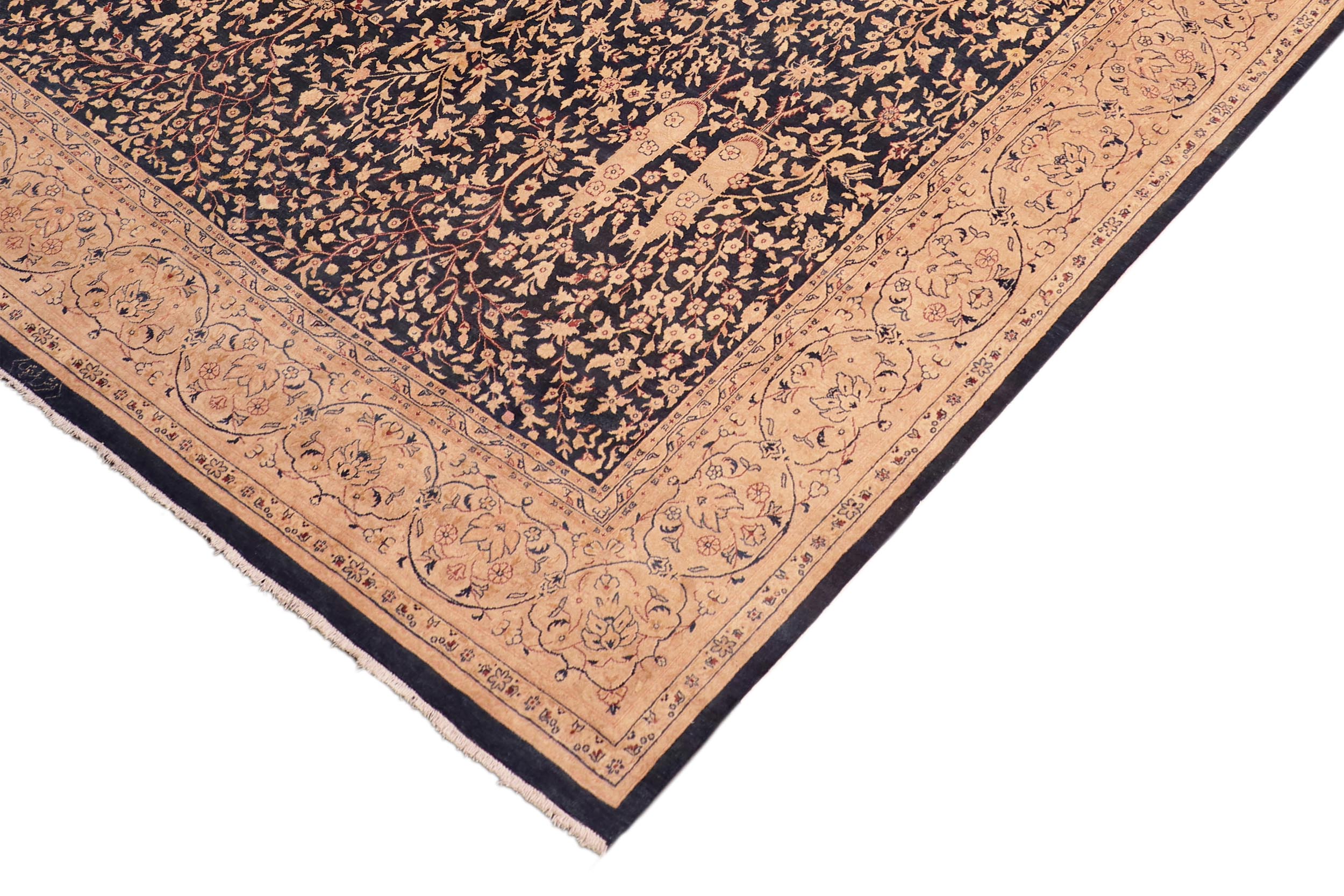 handmade Transitional Kirman Blue Tan Hand Knotted RECTANGLE 100% WOOL area rug 8 x 10