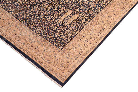 handmade Transitional Kirman Blue Tan Hand Knotted RECTANGLE 100% WOOL area rug 8x10